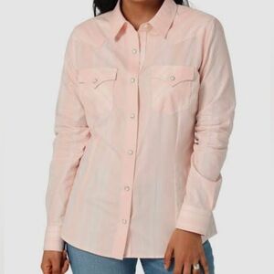 WRANGLER Retro Women's Pink Western Stripe Pearlsnap Shirt